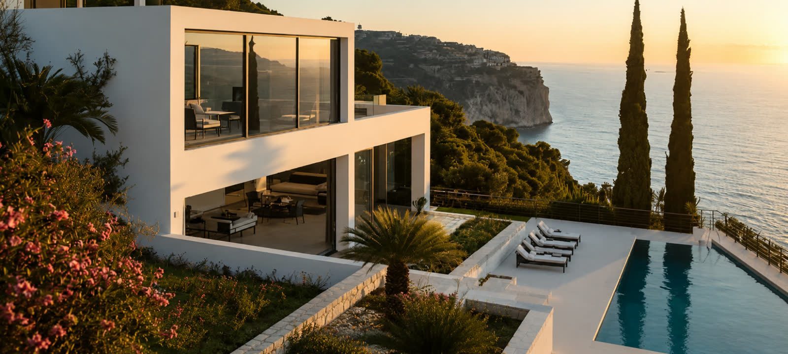 Villa contemporaine avec piscine face à la mer sur la Côte d'Azur